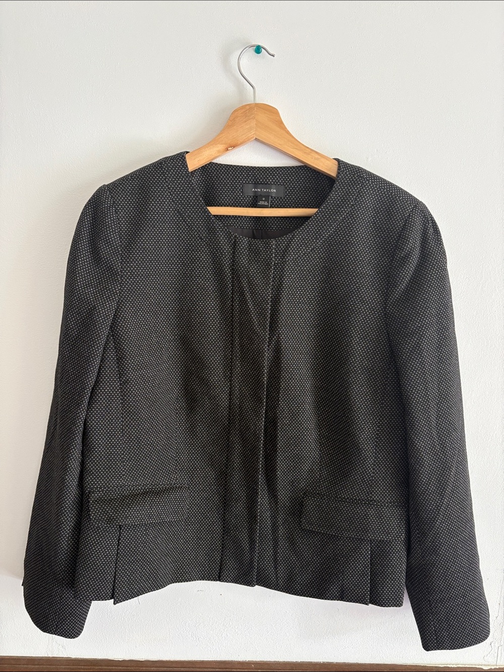 Anne Taylor Black Collarless Textured Blazer and Dress Set - Picture 5 of 5